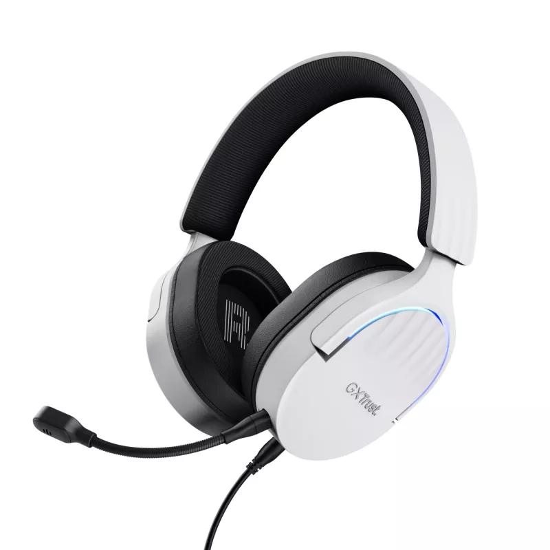 Trust GXT 490W Fayzo cuffie gaming USB 7.1, cablate, bianco