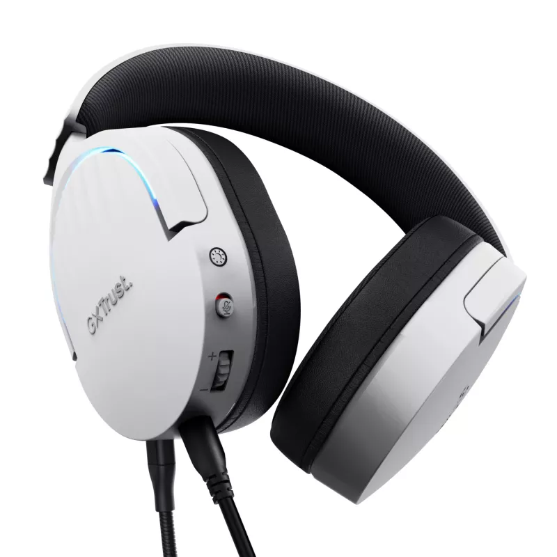 Trust GXT 490W Fayzo cuffie gaming USB 7.1, cablate, bianco