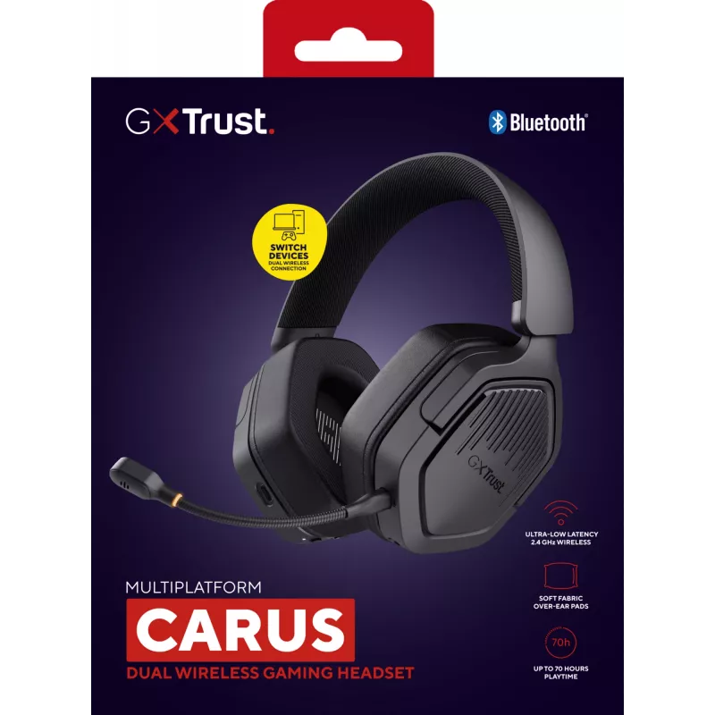 Cuffie Trust GXT 493 Carus con filo e senza fili head-band, casco gaming USB Type-C / USB Type-A Bluetooth nero