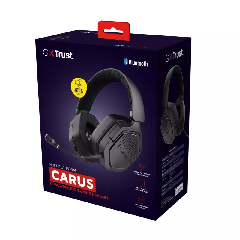 Cuffie Trust GXT 493 Carus con filo e senza fili head-band, casco gaming USB Type-C / USB Type-A Bluetooth nero