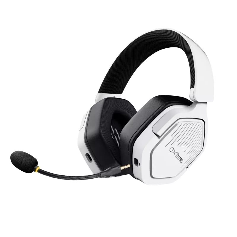 Cuffie Trust GXT 493W Carus con filo e senza fili archetto, casco gaming USB Type-C / USB Type-A Bluetooth bianco