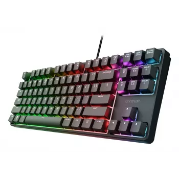 Tastiera gaming meccanica TRUST 26135, 80% 87 tasti, layout tedesco QWERTZ, USB con filo, nero, cavo 1,8 m