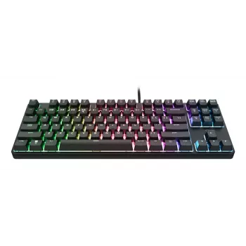 Tastiera gaming meccanica TRUST 26135, 80% 87 tasti, layout tedesco QWERTZ, USB con filo, nero, cavo 1,8 m