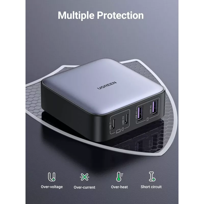 Ugreen Nexode caricabatterie rapido da scrivania 65 W, 2x USB-A + 2x USB-C (90747)