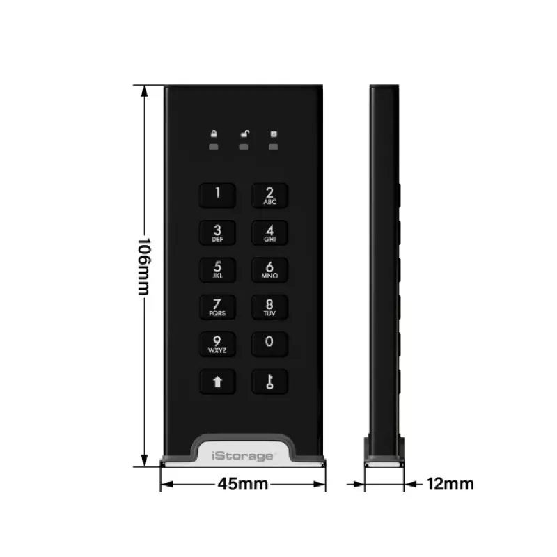 iStorage diskAshur M² SSD 500GB | Unità a stato solido portatile sicura | Conforme a FIPS 140-3 Level 3 | Common Criteria EAL 5+ | Indipendente da SO e piattaforma | Conforme a GDPR, TAA | Protezione da attacchi brute force | Resistente a polvere/acqua