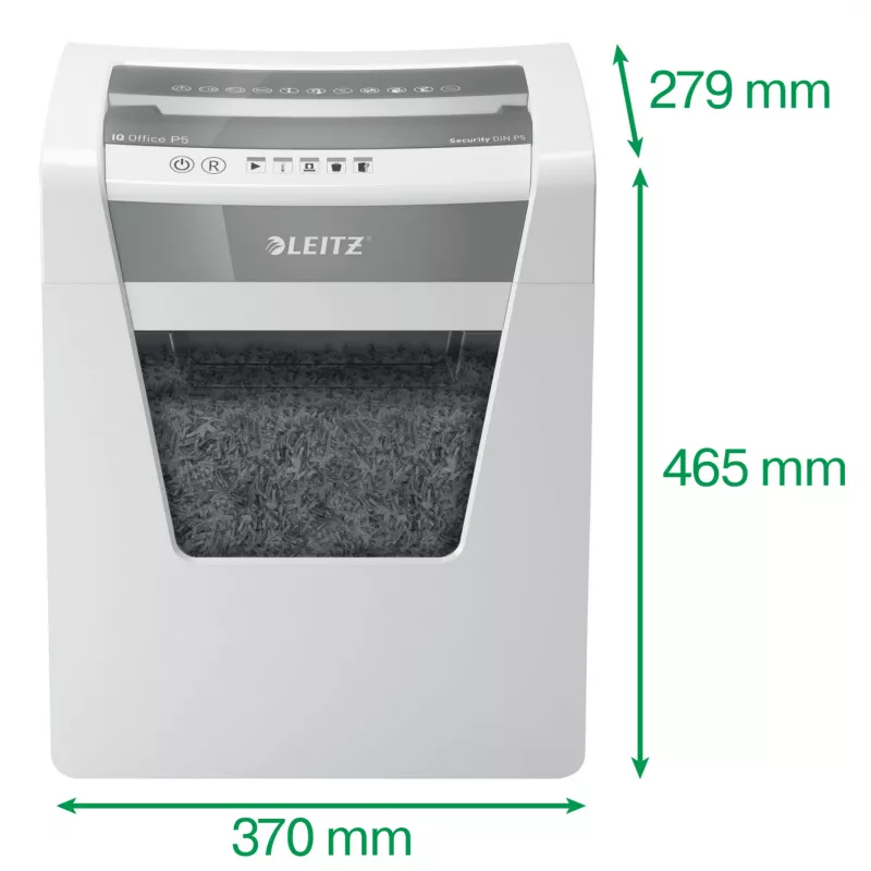Leitz IQ Office distruggidocumenti Security P5, microtaglio, 22,3 cm, 2 x 15 mm, 23 l, 250 fogli, 55 dB