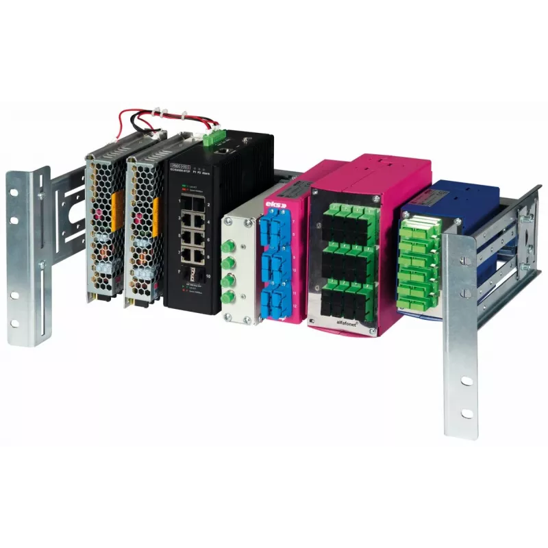 Equip EZR-DIN-4 modulo per guida DIN da 19 pollici 2U, RAL 7035