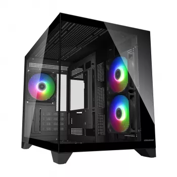 Case PC mini tower Cougar FV150 ARGB — nero, supporta 2x120/140 mm ventole laterali, 1x120 mm posteriore, HDD 2,5 pollici/3,5 pollici, 285×435×365 mm