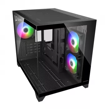 Case PC mini tower Cougar FV150 ARGB — nero, supporta 2x120/140 mm ventole laterali, 1x120 mm posteriore, HDD 2,5 pollici/3,5 pollici, 285×435×365 mm