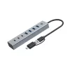 Conceptronic HUBBIES20GP hub USB 3.0 7 porte con alimentatore, 5Gbps, USB-C x 3, USB-A x 4