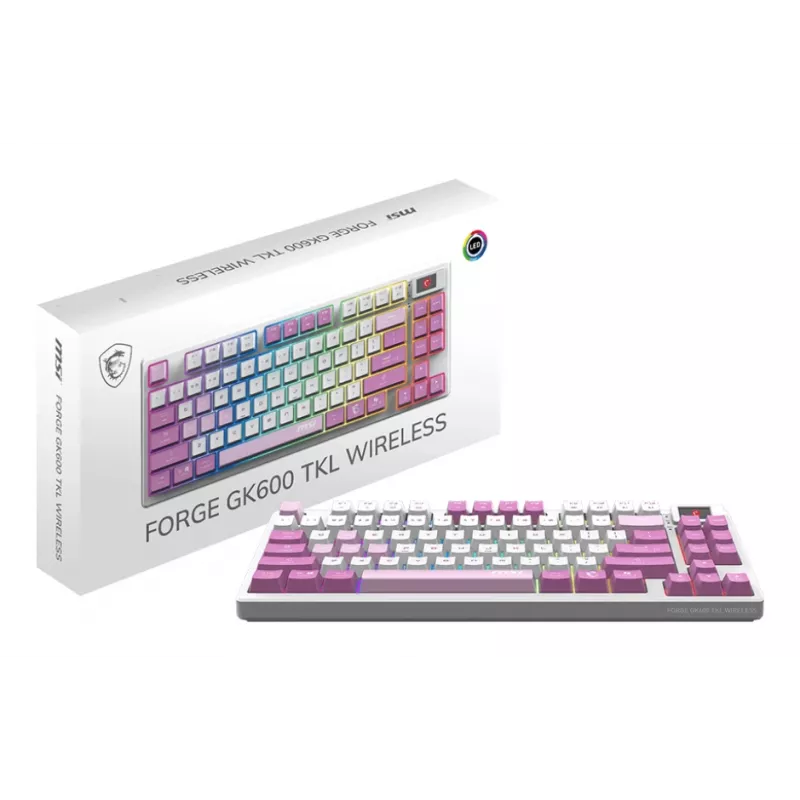 MSI FORGE GK600 TKL tastiera gaming wireless, QWERTZ DE, viola