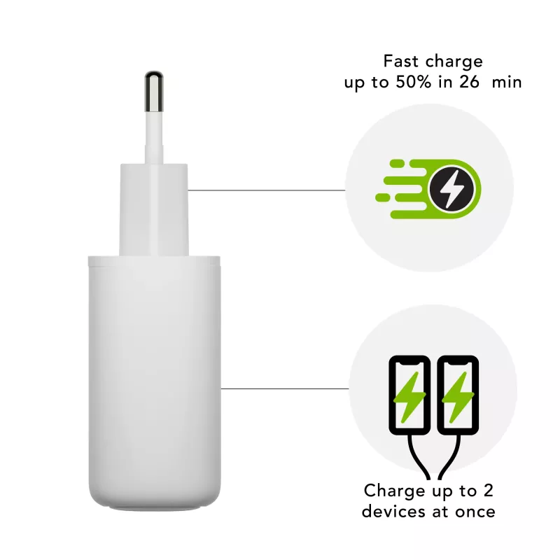 dbramante1928 re-charge Pro - Caricabatterie da parete EU 2x USB-C 20W - W