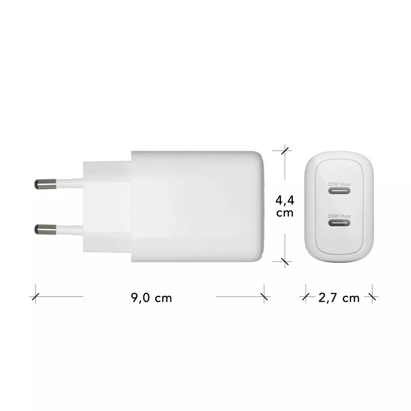 dbramante1928 re-charge Pro - Caricabatterie da parete EU 2x USB-C 20W - W
