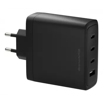 dbramante1928 re-charge IT EU caricabatterie da parete — 3× USB-C (140 W totali) + 1× USB-A, uso interno, AC, nero
