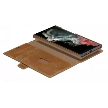 Custodia con folio dbramante1928 Lynge per Samsung Galaxy S22 Ultra, tan, supporta display fino a 17,3 cm (6,8 pollici), supporto da tavolo