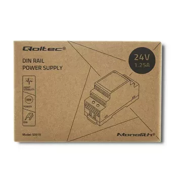 Alimentatore per guida DIN QOLTEC 30W 24V 1,25A grigio