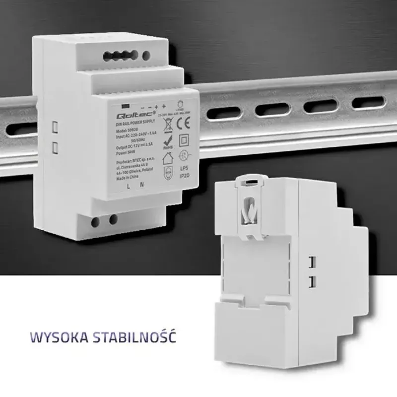 Alimentatore per guida DIN QOLTEC 50920, monofase, per impianti industriali