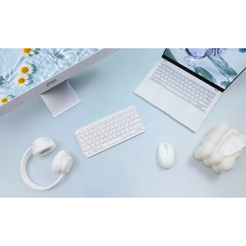 Tastiera Bluetooth senza fili ASUS KW100 Marshmallow – layout 75%, QWERTZ, switch a forbice, bianco