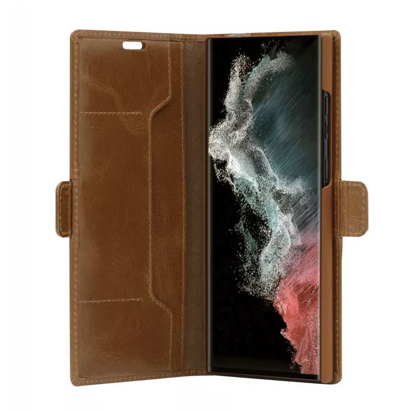 Custodia a libro dbramante1928 Copenhagen slim per Samsung Galaxy S22 Ultra, schermo 6,8 pollici, Tan