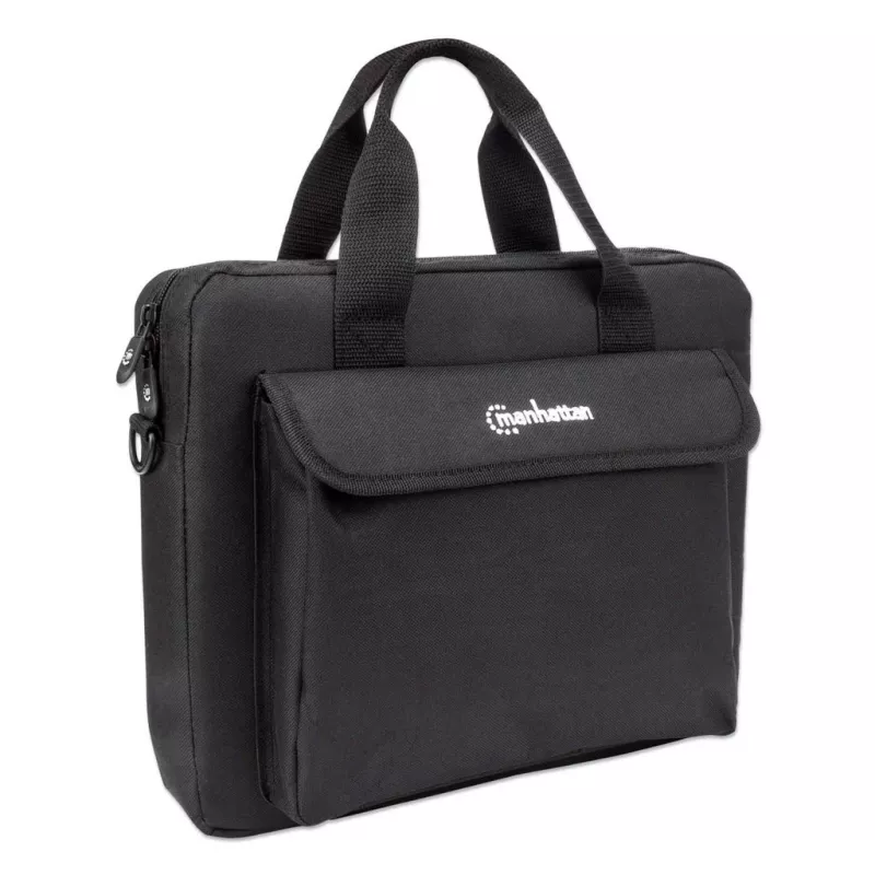 Manhattan London borsa per laptop 12,5 pollici, top-loader, nero, LOW COST, scomparto accessori, tracolla (rimovibile), borsa per notebook, tre anni di garanzia
