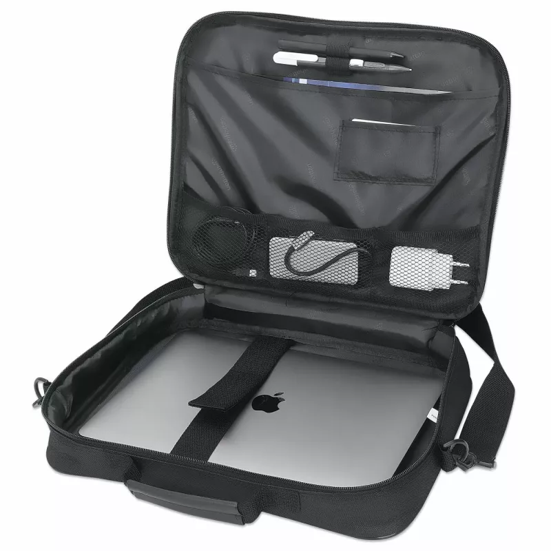 Manhattan Cambridge borsa per laptop 14,1 pollici, design clamshell, nero, KOSTENGÜNSTIG, scomparto accessori, scomparto documenti sul retro, tracolla (rimovibile), equivalente a Targus CN313/CN414EU, borsa per notebook, tre anni di garanzia