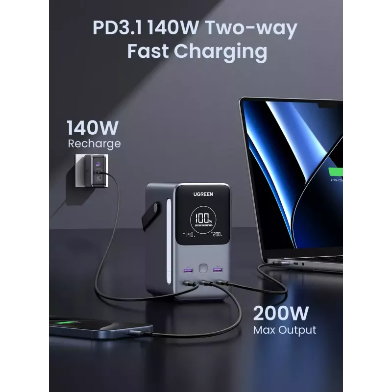 Ugreen Nexode powerbank 48000 mAh litio grigio