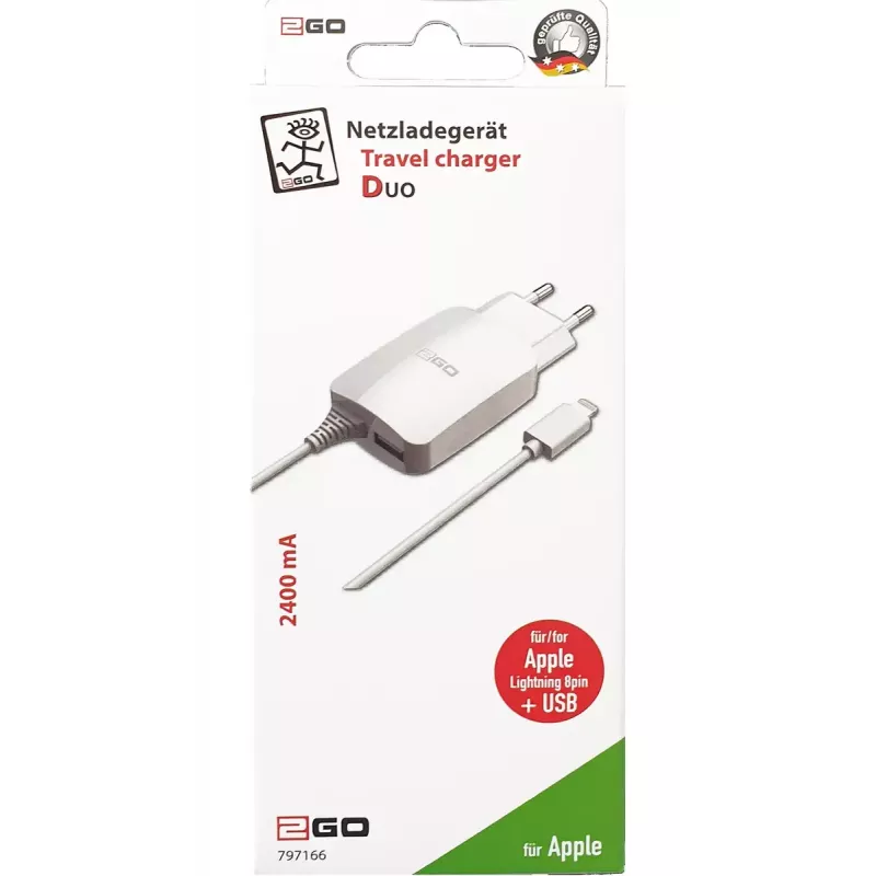 Caricabatterie mobile 2GO 797166 universale bianco AC interno 5V 1,4m