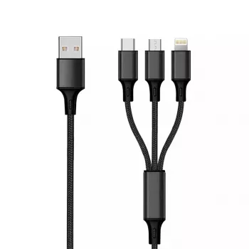 Cavo USB 2GO 797154 3m USB B USB C/Micro-USB B/Lightning nero