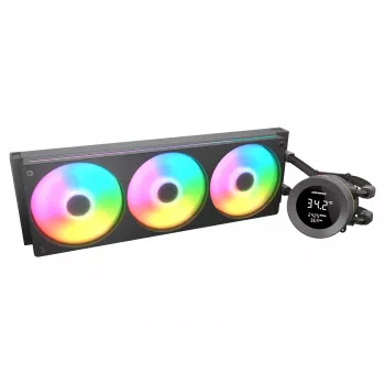 Dissipatore liquido CPU all-in-one Cougar Poseidon Vistek 360, ARGB, ventole da 120 mm, 700–2500 RPM, nero
