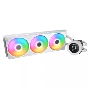 Dissipatore liquido CPU all-in-one Cougar Poseidon Vistek 360, ARGB, ventole da 120 mm, bianco, supporta LGA1700/AM5