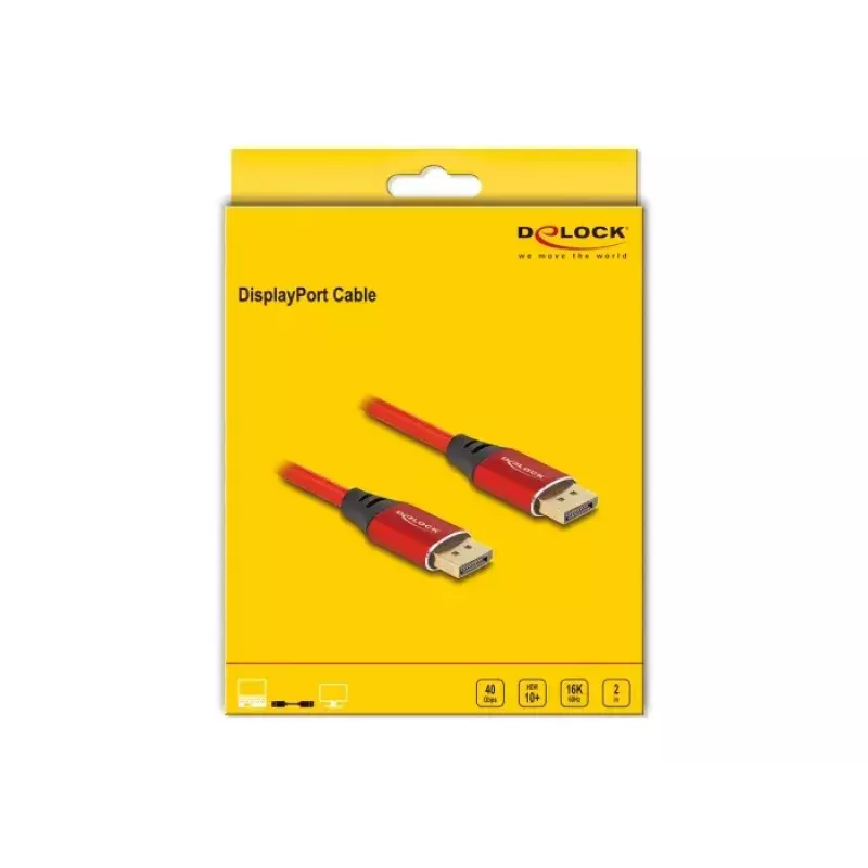 Cavo DeLOCK DisplayPort 16K 60 Hz 2 m rosso metallo
