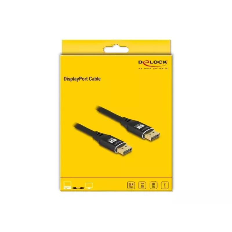 Cavo DeLOCK DisplayPort 8K 60 Hz 2 m nero metallo