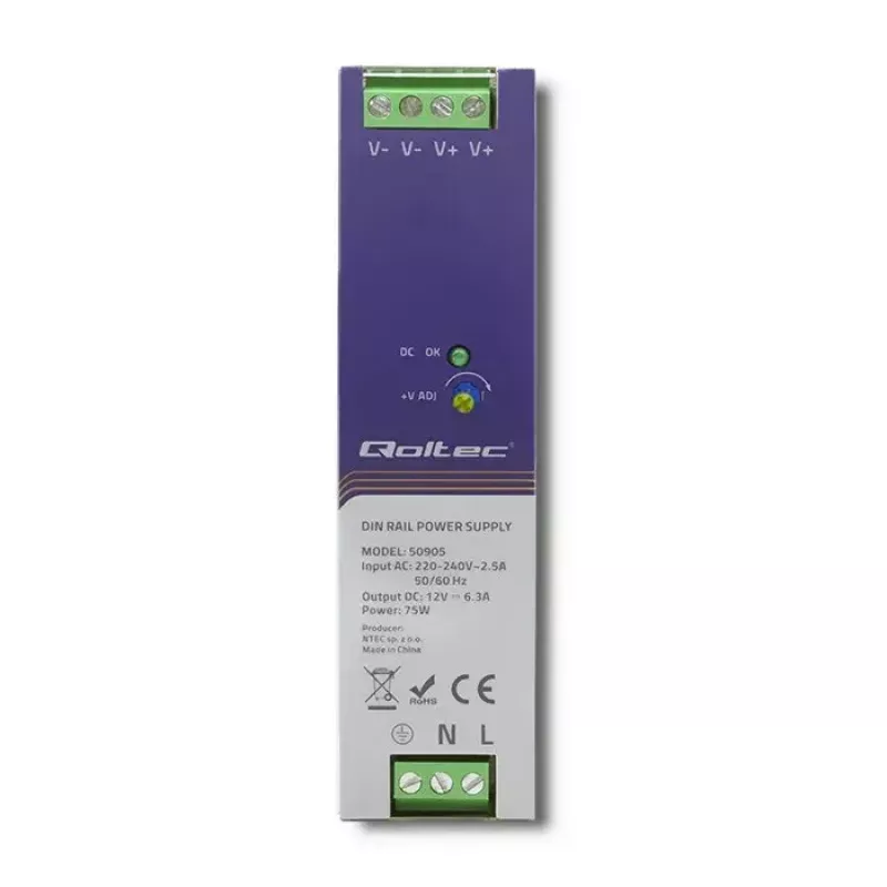 Alimentatore industriale per guida DIN QOLTEC 50905