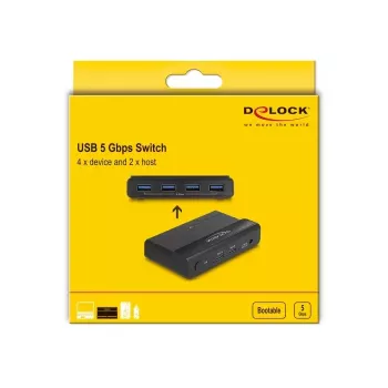 Switch USB Delock 4 x dispositivo 2 x host 5 Gbit/s nero