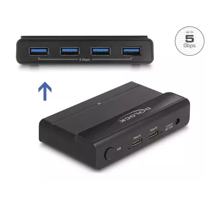 Switch USB Delock 4 x dispositivo 2 x host 5 Gbit/s nero