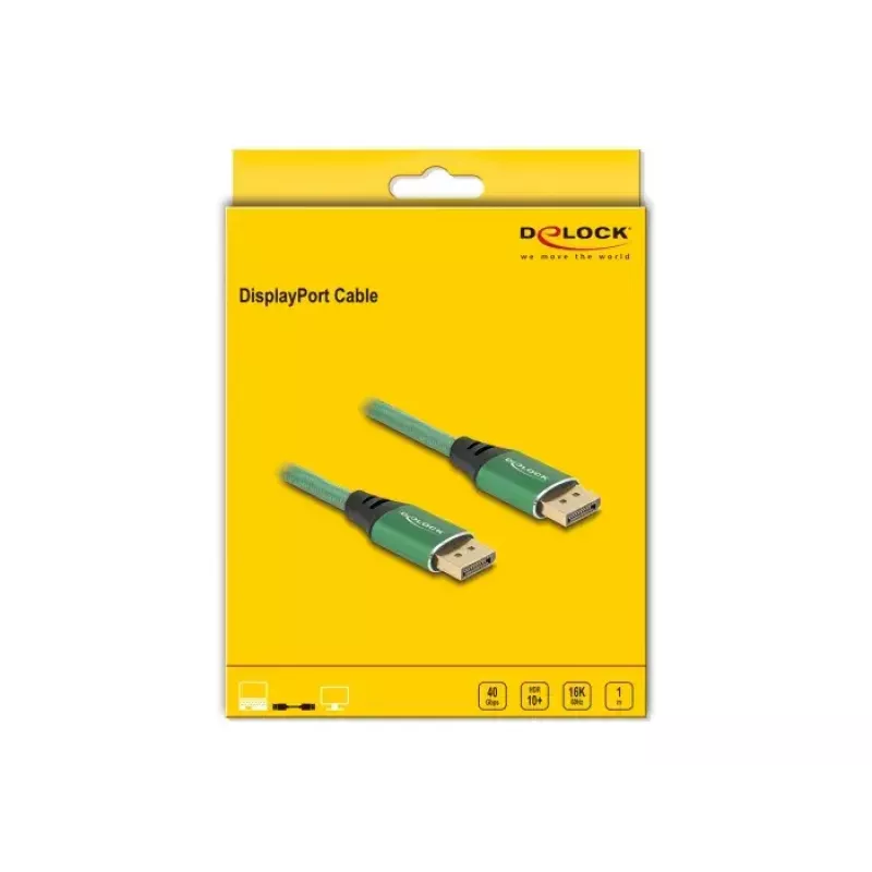Cavo DisplayPort DeLOCK 16K 60 Hz 1 m verde metallo