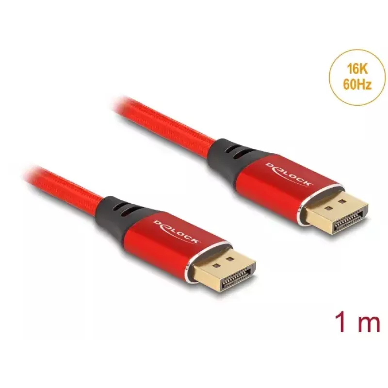 Cavo DisplayPort DeLOCK 16K 60 Hz 1 m rosso metallo