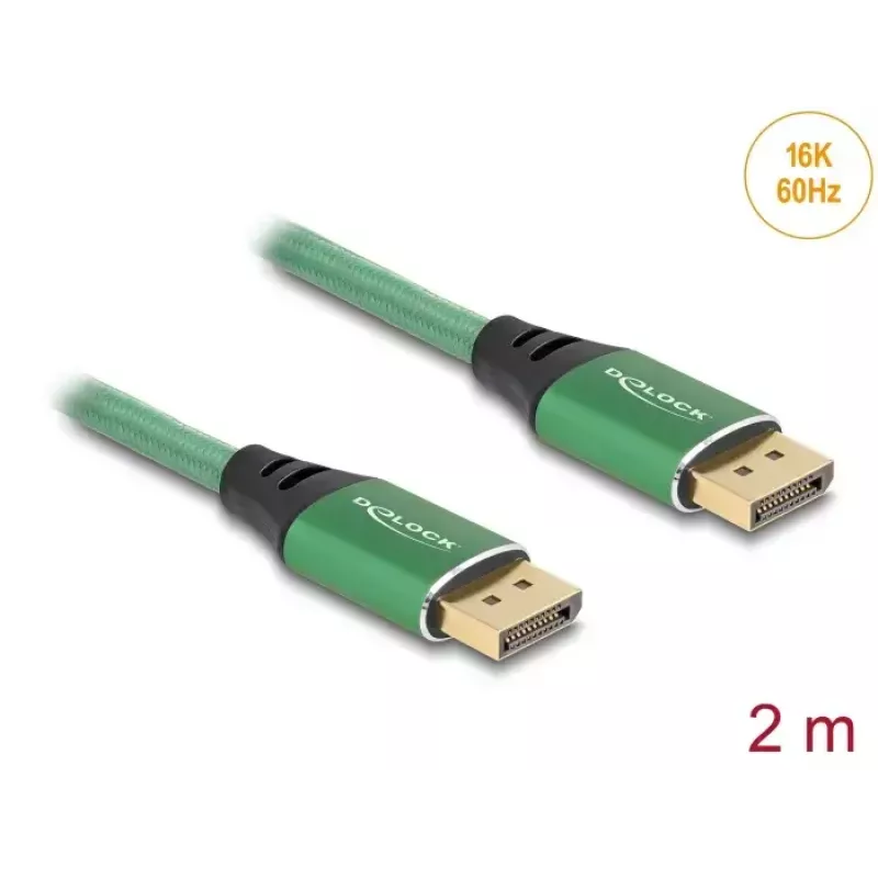 Cavo DisplayPort DeLOCK 16K 60 Hz 2 m verde metallo