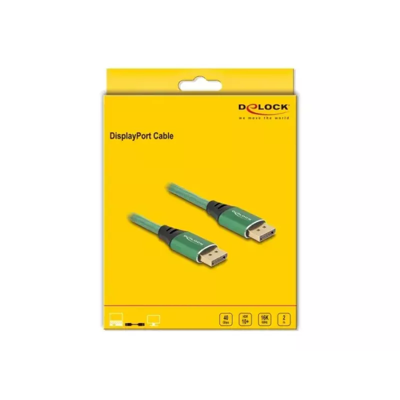 Cavo DisplayPort DeLOCK 16K 60 Hz 2 m verde metallo