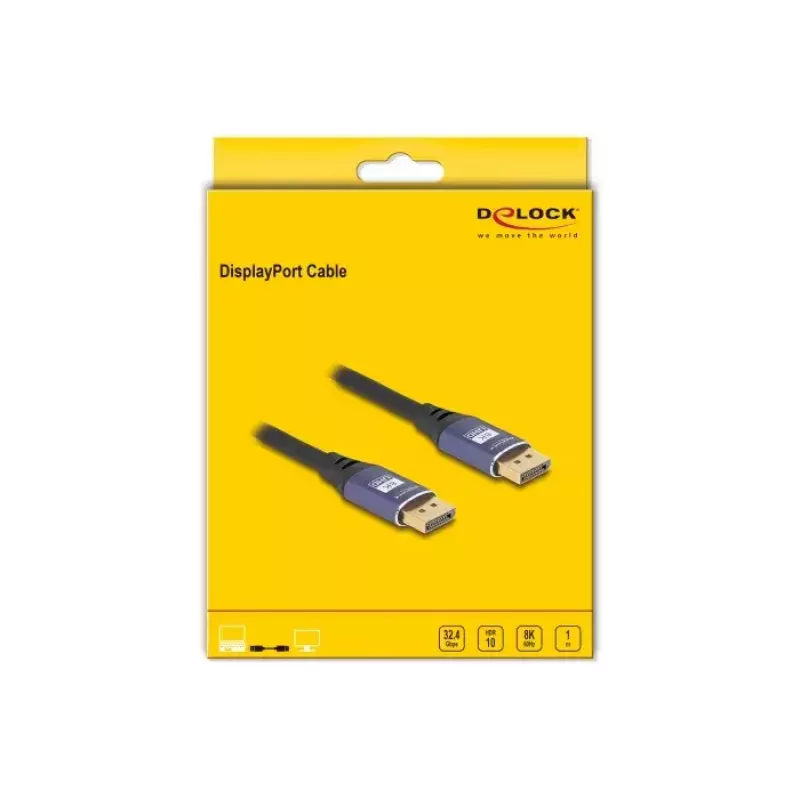 Cavo DisplayPort DeLOCK 8K 60 Hz 1 m viola metallo