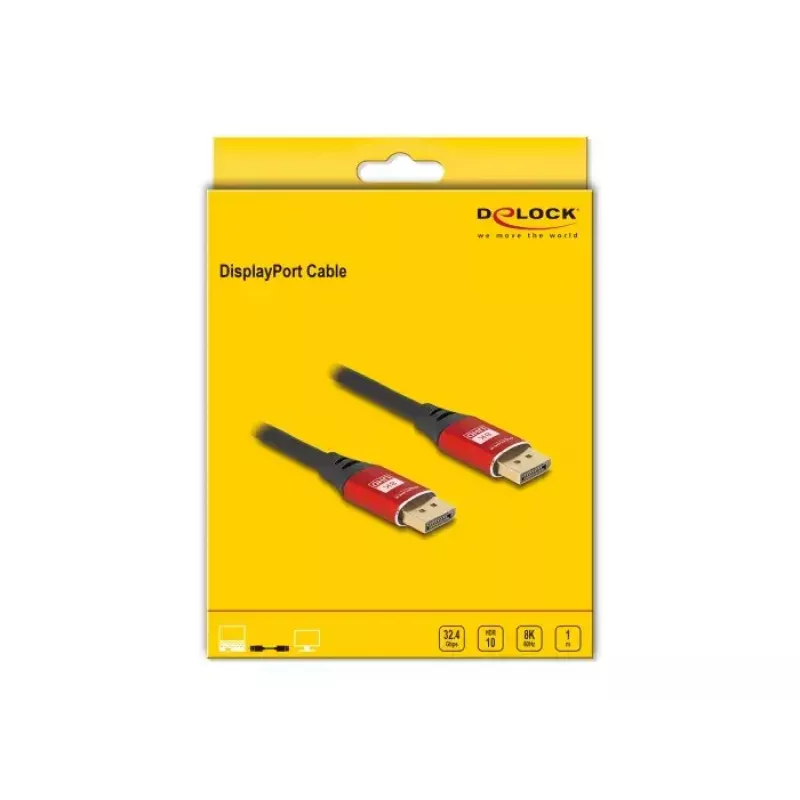 Cavo DisplayPort DeLOCK 8K 60 Hz 1 m rosso metallo
