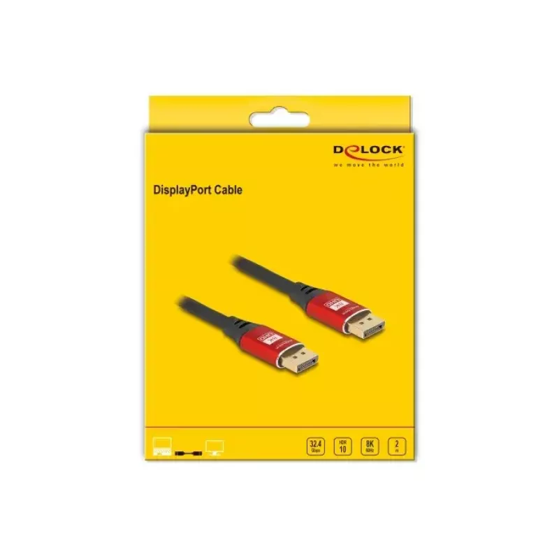 Cavo DisplayPort DeLOCK 8K 60 Hz 2 m rosso metallo