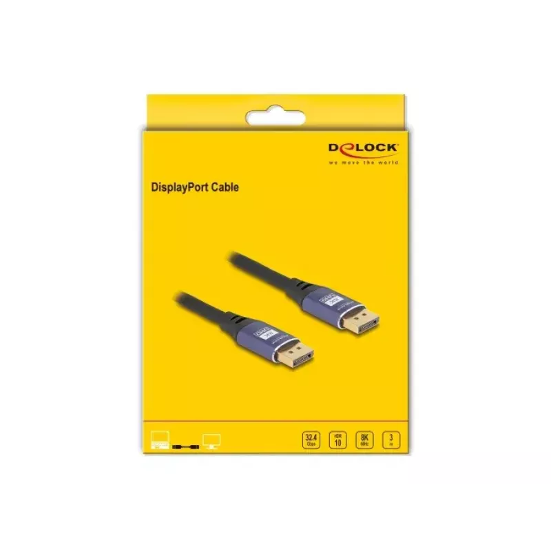 Cavo DisplayPort DeLOCK 8K 60 Hz 3 m viola metallo