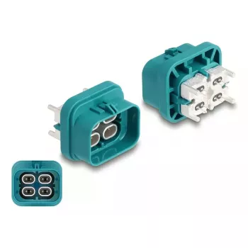 Connettore maschio quad HDMTD DeLOCK per PCB, grado di protezione IP67 IP69K
