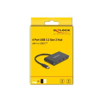 Hub DeLOCK 64129 USB 3.2 Gen 2 Type-C 5000 Mbit/s nero