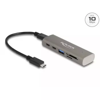 DeLOCK hub USB 3 porte 10 Gbps con lettore di schede SD Micro SD Type-C