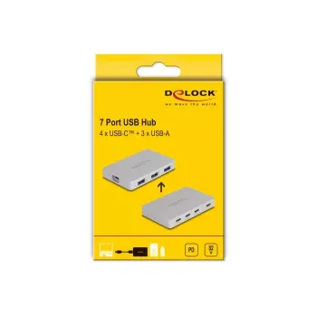 Hub USB 7 porte DeLOCK 4 x USB Type-C 3 x USB Type-A PD 82W