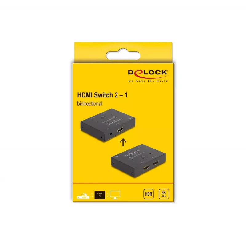 DeLOCK Switch HDMI 2-1 bidirezionale 8K 60 Hz metallo nero