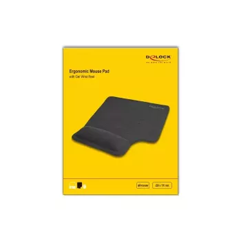DeLOCK tappetino mouse ergonomico con poggiapolsi in gel per mancini nero