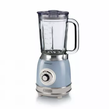 Ariete 583, mixer vintage con caraffa in vetro da 1,5 litri, 4 lame in acciaio inox, 4 velocità + Pulse, 1000 Watt, blu